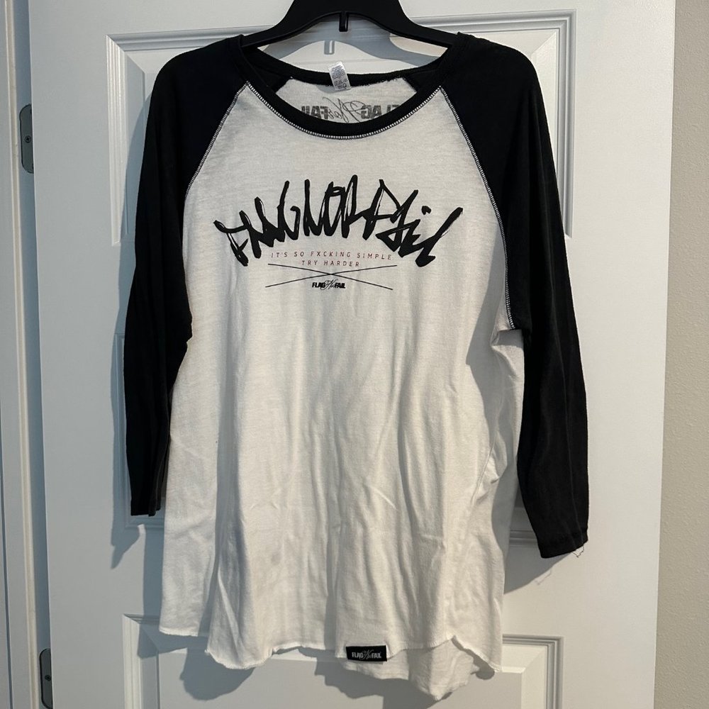 Flag Nor Fail Men's Black & White Raglan Tee